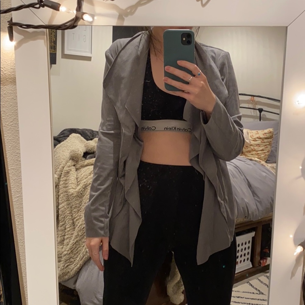 Faux Leather Grey Blazer